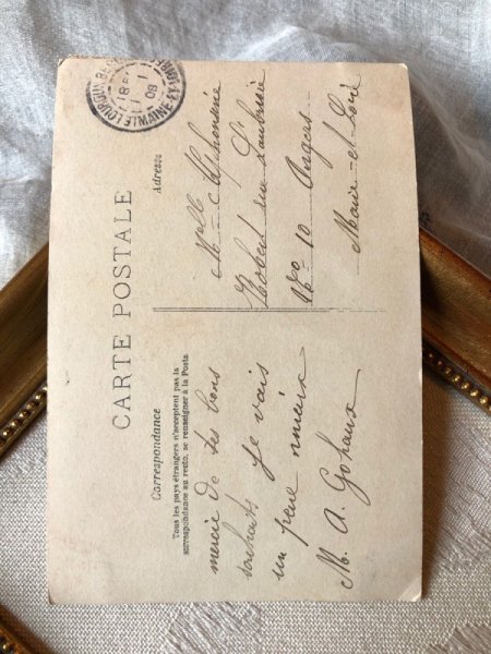 画像3: Postcard　アンティークポストカード　ヤドリギと女の子　フランス1908年 (3)