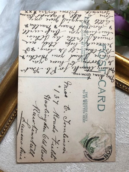 画像3: Postcard　アンティークポストカード　ボンネット帽子の女の子　写真　イギリス1908年 (3)