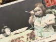 画像3: Postcard　アンティークポストカード　スープを飲む女の子　目覚まし時計　フランス1908年 (3)
