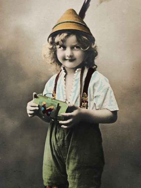 画像3: Postcard　アンティークポストカード　男装の女の子　虫取り籠　写真　 (3)