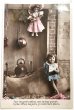 画像1: Postcard　アンティークポストカード　大きな木靴に座る女の子とお人形 　フランス (1)