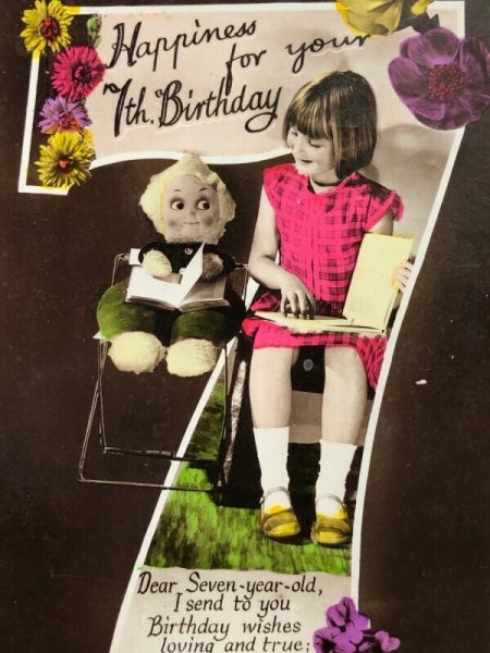 画像2: Postcard アンティークポストカード お人形と女の子 イギリス1930年代頃 (2)