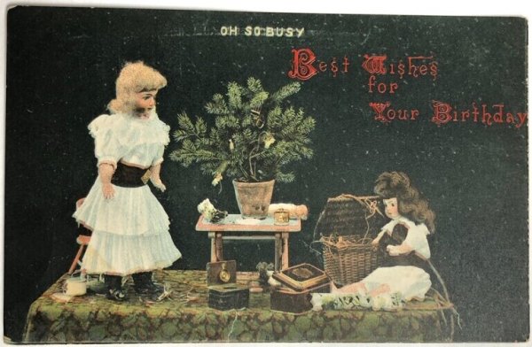 画像1: Postcard　アンティークポストカード　お人形さん　ドールハウス　イギリス1907年 (1)