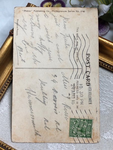 画像3: Postcard アンティークポストカード お人形さんを洗う女の子 イギリス1915年 (3)