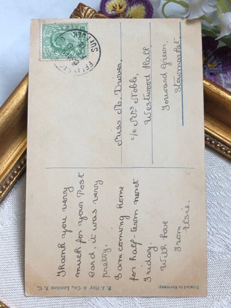 画像4: Postcard アンティークポストカード お人形さんを洗う女の子 お風呂 イギリス1912年 (4)