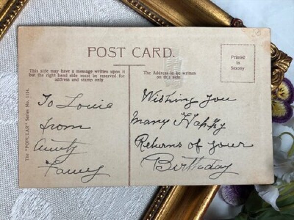 画像4: Postcard アンティークポストカード お人形さんの洋服を洗濯する女の子 (4)