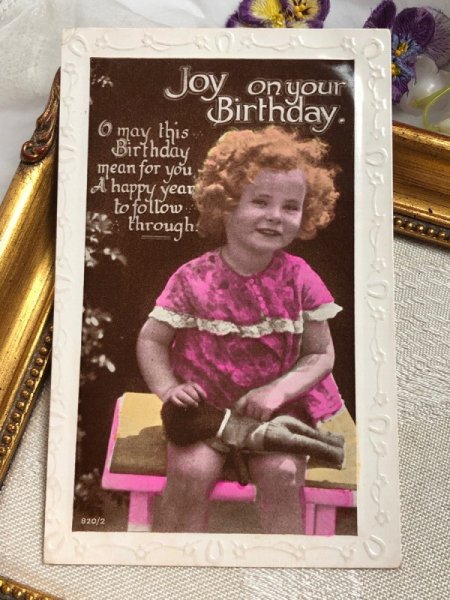 画像2: Postcard　アンティークポストカード　お人形さんと女の子　イギリス1930年代 (2)