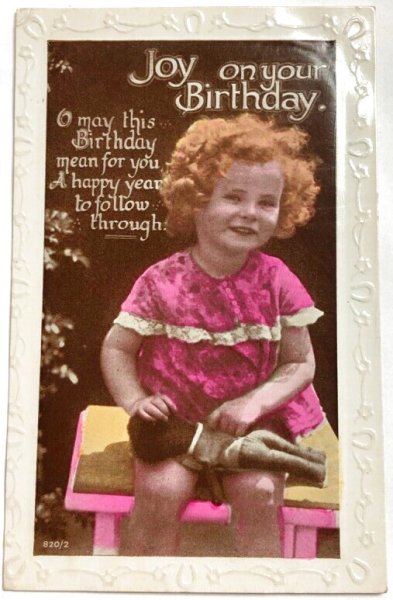 画像1: Postcard　アンティークポストカード　お人形さんと女の子　イギリス1930年代 (1)