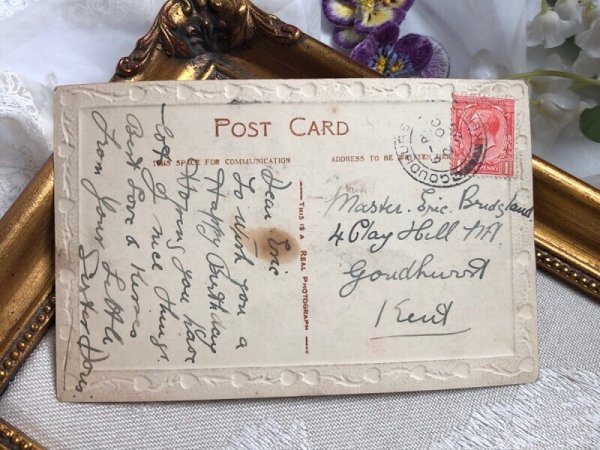 画像3: Postcard アンティークポストカード お人形さんと女の子 絵描き 道化師 イギリス1929年 (3)