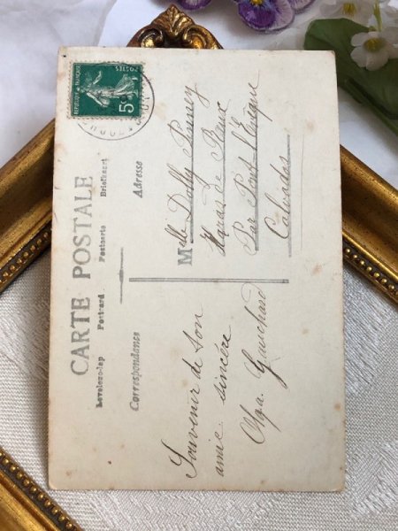 画像4: Postcard アンティークポストカード お人形をお花を売る女性 花屋さん フランス  (4)