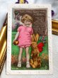 画像2: Postcard　アンティークポストカード　ウサギのぬいぐるみと女の子　イギリス1943年 (2)