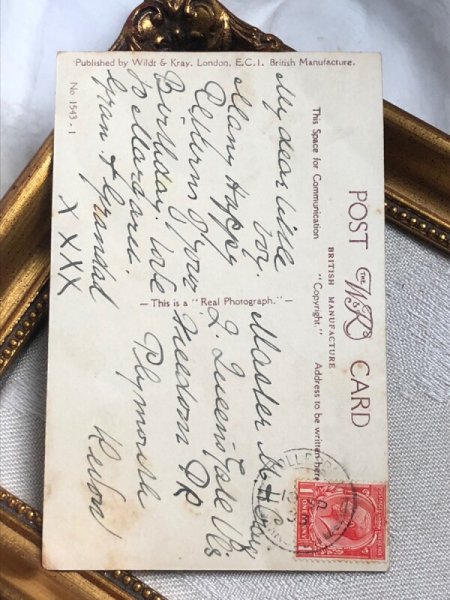 画像3: Postcard アンティークポストカード オモチャで遊ぶ幼い兄妹 子ども ゴーリー 写真 イギリス1933年 (3)