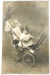 画像1: Postcard　アンティークポストカード　肖像写真　小さな女の子　乳母車　baby carriage　（未使用） (1)