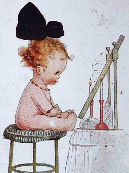 画像3: Postcard  アンティークポストカード 鏡の前の女の子 Mable Lucie Attwell  (3)