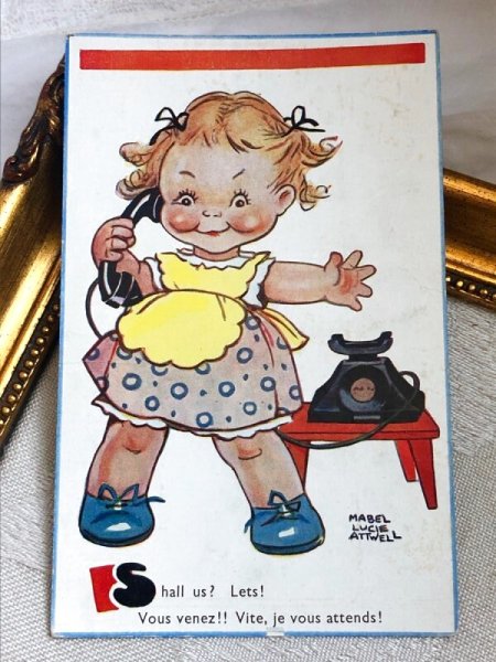 画像2: Postcard 　アンティークポストカード　電話と女の子　Mabel Lucie Attwell (2)