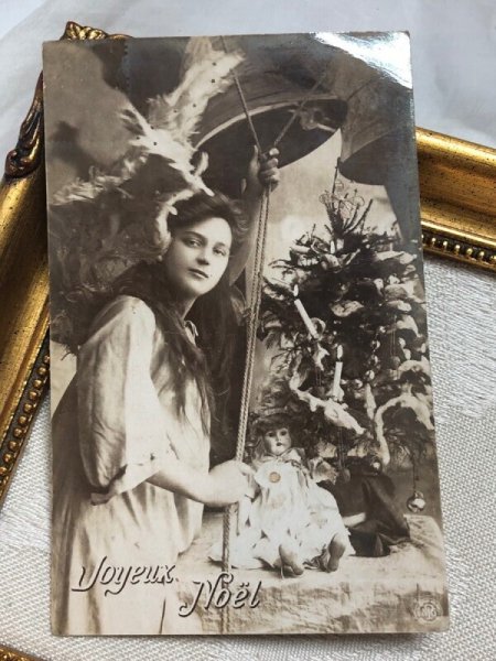 画像2: Postcard アンティークポストカード ベルをならす天使 クリスマス ノエル お人形 フランス (2)