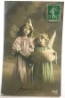 画像1: Postcard　アンティークポストカード　天使　写真　ノエル　クリスマス　フランス1912年 (1)