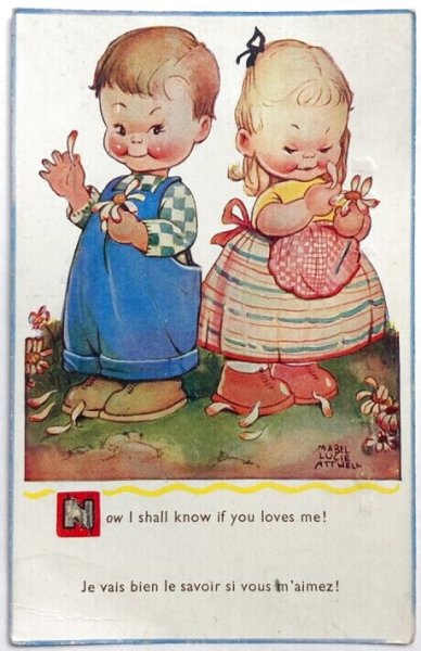 画像1: Postcard 　アンティークポストカード　花占いをする子ども達　Mabel Lucie Attwell (1)