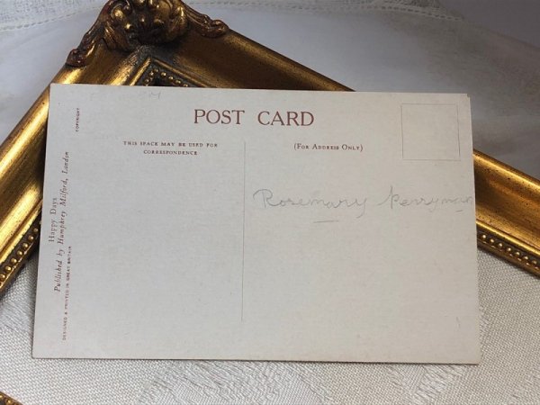 画像3: Postcard　アンティークポストカード　暖炉の前の子ども達と猫　Millicent Sowerby　 (3)