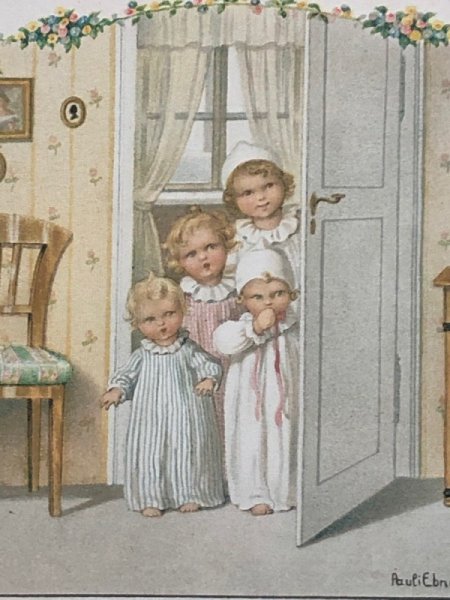 画像3: Postcard　アンティークポストカード　クリスマスの朝の子どもたち　Pauli Ebner　（未使用） (3)