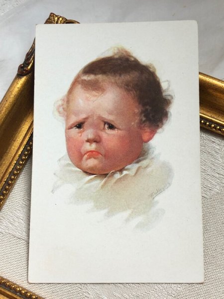 画像2: Postcard アンティークポストカード 泣く赤ちゃん Wally Fialkowska (未使用) (2)