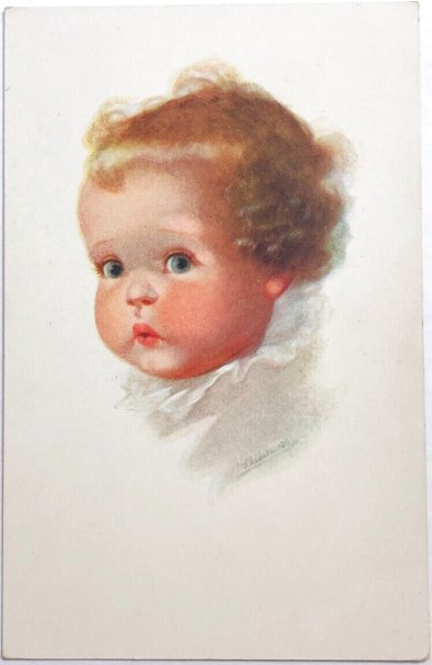 画像1: Postcard　アンティークポストカード　赤ちゃん　Wally Fialkowska　（未使用） (1)