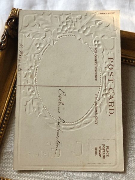 画像3: Postcard  アンティークポストカード　クリスマス　Xmas　ホーリーと女の子　E.Clapsaddle  (3)