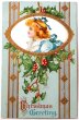 画像1: Postcard  アンティークポストカード　クリスマス　Xmas　ホーリーとヤドリギと女の子　E.Clapsaddle  (1)