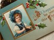画像3: Postcard  アンティークポストカード　クリスマス　Xmas　ホーリーとボンネット帽子の女の子　E.Clapsaddle  (3)