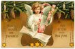 画像1: Postcard　アンティークポストカード　新年祝い　ハープを弾く天使 キャンドル　Ellen Clapsaddle　 (1)