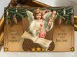 画像2: Postcard　アンティークポストカード　新年祝い　ハープを弾く天使 キャンドル　Ellen Clapsaddle　1908年 (2)