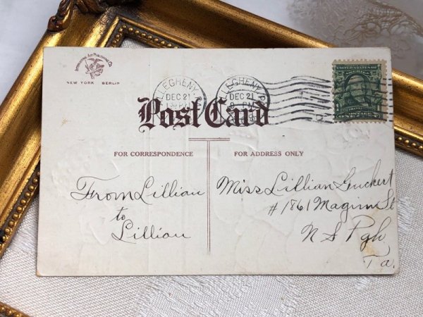 画像4: Postcard アンティークポストカード クリスマス サンタさんに電話をする女の子 Ellen Clapsaddle 1908年 (4)