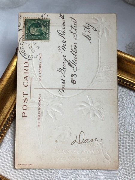 画像3: Postcard　アンティークポストカード　クリスマス　天使とポインセチアのお花　Ellen Clapsaddle　 (3)