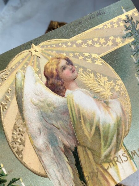 画像3: Postcard アンティークポストカード クリスマス 天使 ツリーとキャンドル Ellen Clapsaddle  (3)