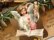 画像3: Postcard　アンティークポストカード　新年祝い　ハープを弾く天使 キャンドル　Ellen Clapsaddle　 (3)