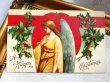 画像2: Postcard　アンティークポストカード　クリスマス　天使　ホーリー　Ellen Clapsaddle　 (2)