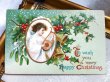 画像2: Postcard　アンティークポストカード　クリスマス　ハープを弾く天使　キタラ　Ellen Clapsaddle　1910年 (2)