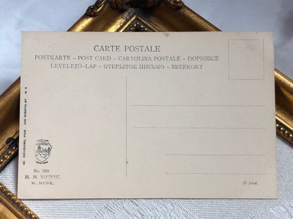 画像4: Postcard アンティークポストカード クリスマス 帽子の女性 ヤドリギ  R.R.Wichera M.M.VIENNE (未使用) (4)