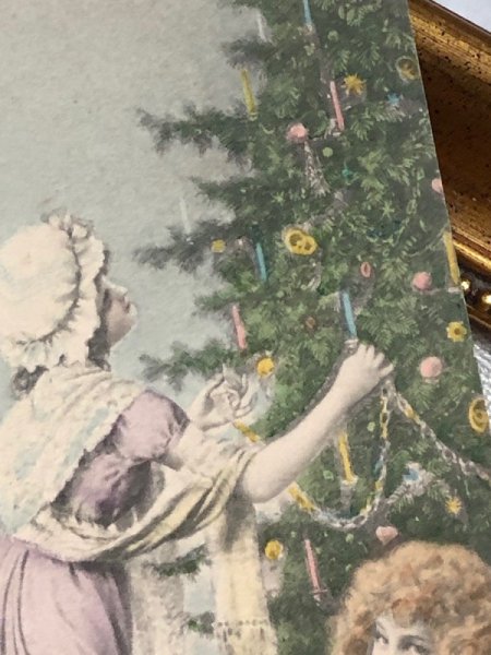 画像3: Postcard アンティークポストカード クリスマス ツリーを飾る女性たち 猫  R.R.Wichera M.M.VIENNE  (3)