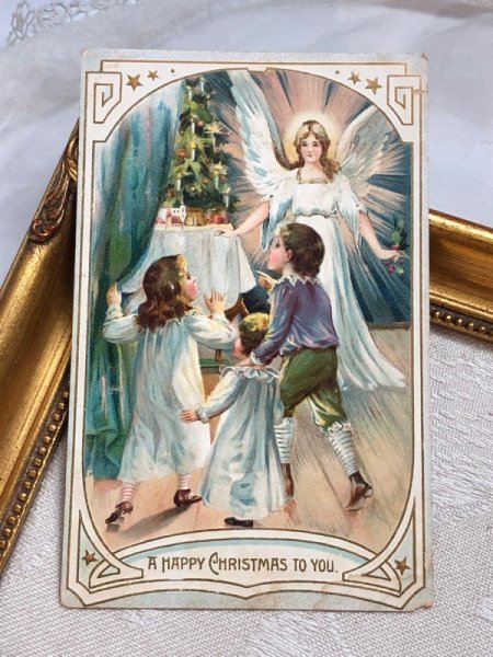 画像2: Postcard  アンティークポストカード   クリスマス 天使と子ども達 (2)