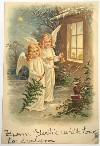 画像1: Postcard 　アンティークポストカード  　クリスマス　天使の訪問　 (1)