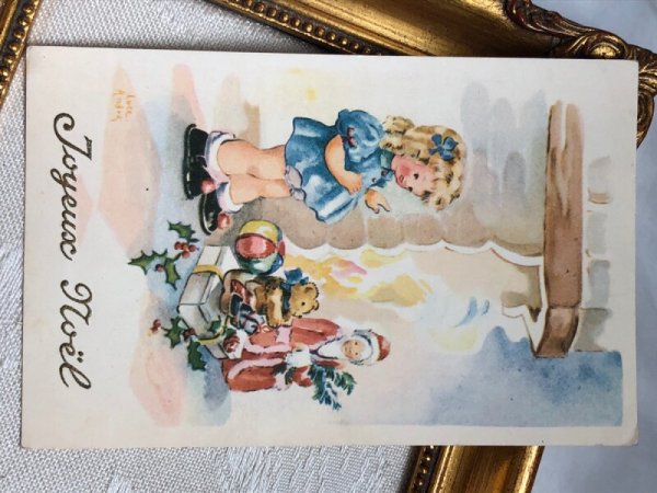 画像2: Postcard  アンティークポストカード クリスマス 女の子とプレゼント  フランス (2)