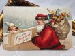 画像2: Postcard　アンティークポストカード　クリスマス　サンタさんと女の子　Ellen Clapsaddle　 (2)