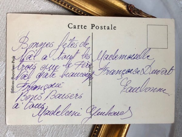 画像3: Postcard  アンティークポストカード クリスマス 女の子とプレゼント  フランス (3)