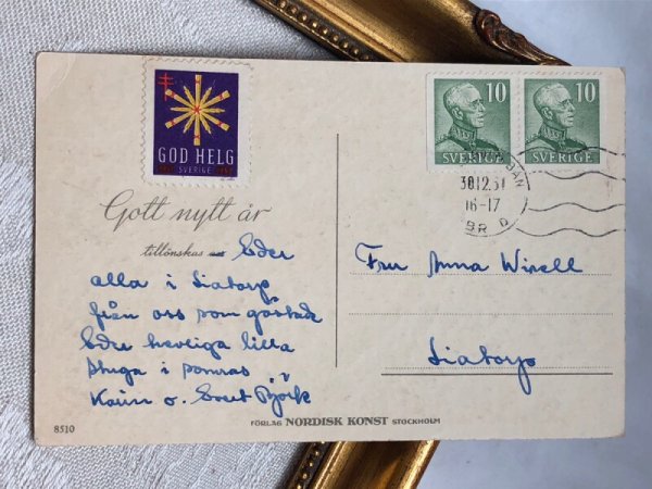 画像4: Postcard  アンティークポストカード クリスマス 新年祝い 子ども達 1930年代 スウェーデン (4)