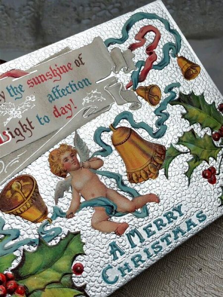 画像3: Postcard  アンティークポストカード クリスマス 天使 ベル ホーリー (3)