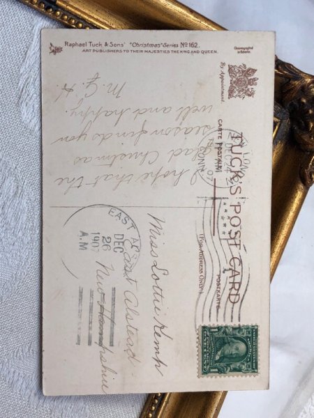 画像3: Postcard  　アンティークポストカード　クリスマス　小鳥　ロビンと植木鉢 (3)