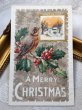 画像2: ▼SALE▼  Postcard  　アンティークポストカード　クリスマス　小鳥とホーリー　 (2)
