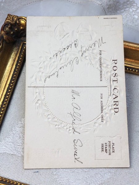 画像4: Postcard  アンティークポストカード　クリスマス　Xmas　ヤドリギのリース　宿り木　 (4)