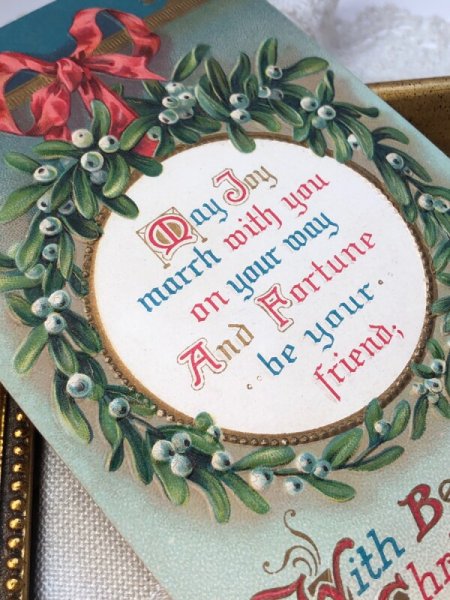 画像3: Postcard  アンティークポストカード　クリスマス　Xmas　ヤドリギのリース　宿り木　 (3)